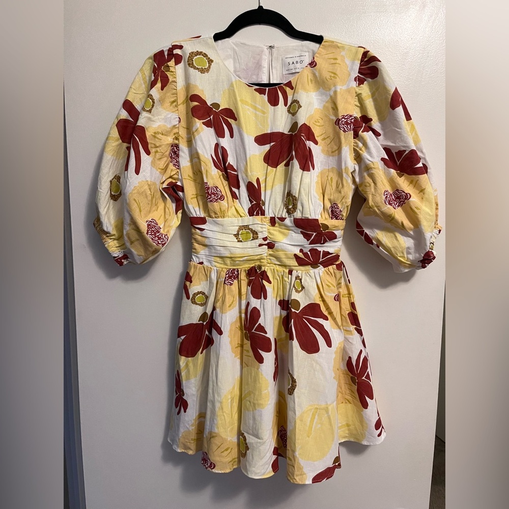 Sabo Skirt Floral Mini Dress - Red and Yellow